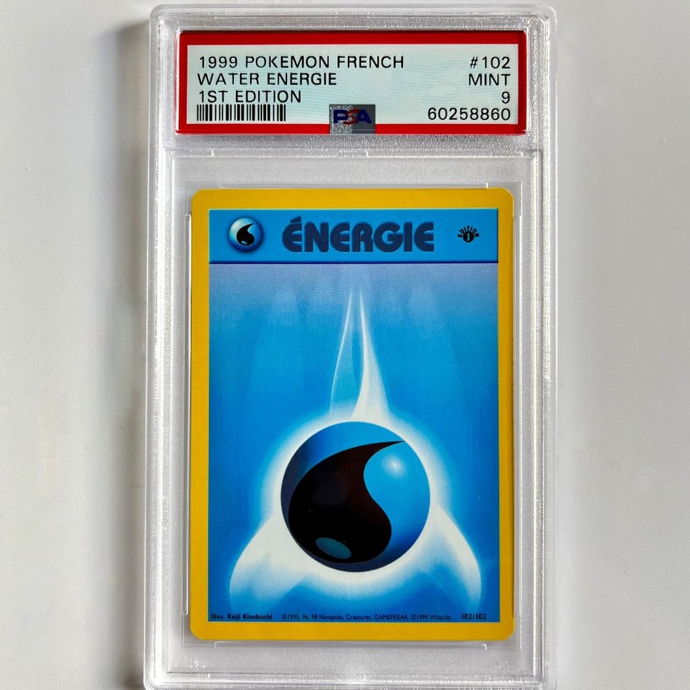 PSA 9 Water Energie Mint 102/102 French Base 1st Edition 1999 Pokémon 61845042